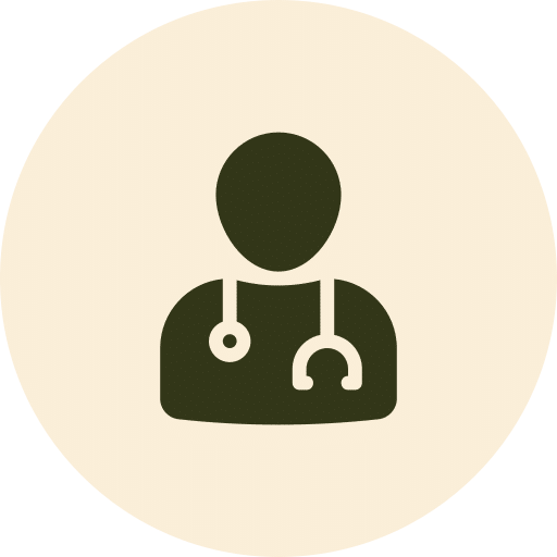 Icon of a doctor wearing a stethoscope, representing a specialist skin cancer consultation