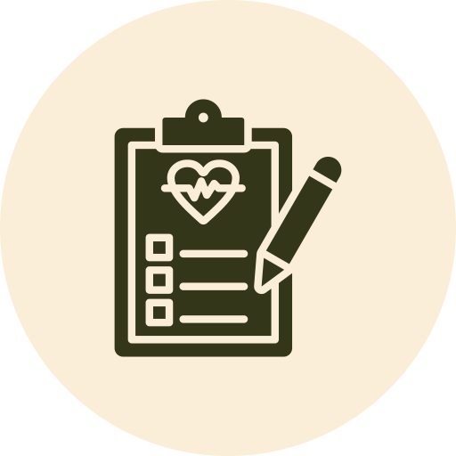 Clipboard and pen icon, representing a skin cancer screening checklist